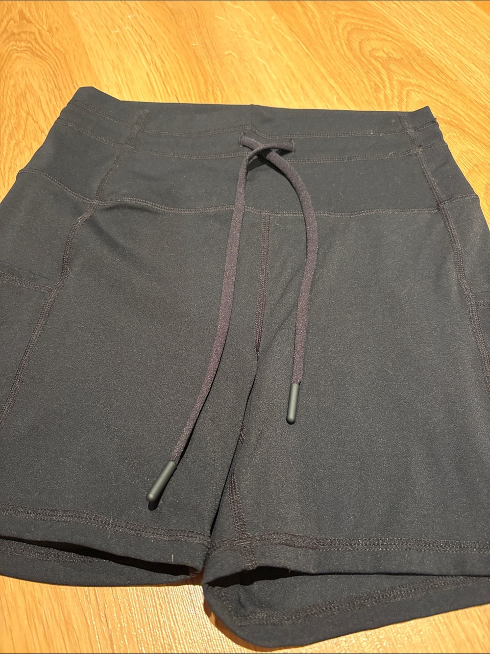 Women's Black Bike Shorts with Drawstring Waist